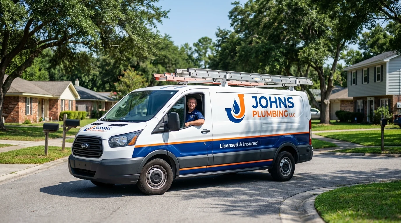 Johns Plumbing LLC service van in Ponchatoula, LA