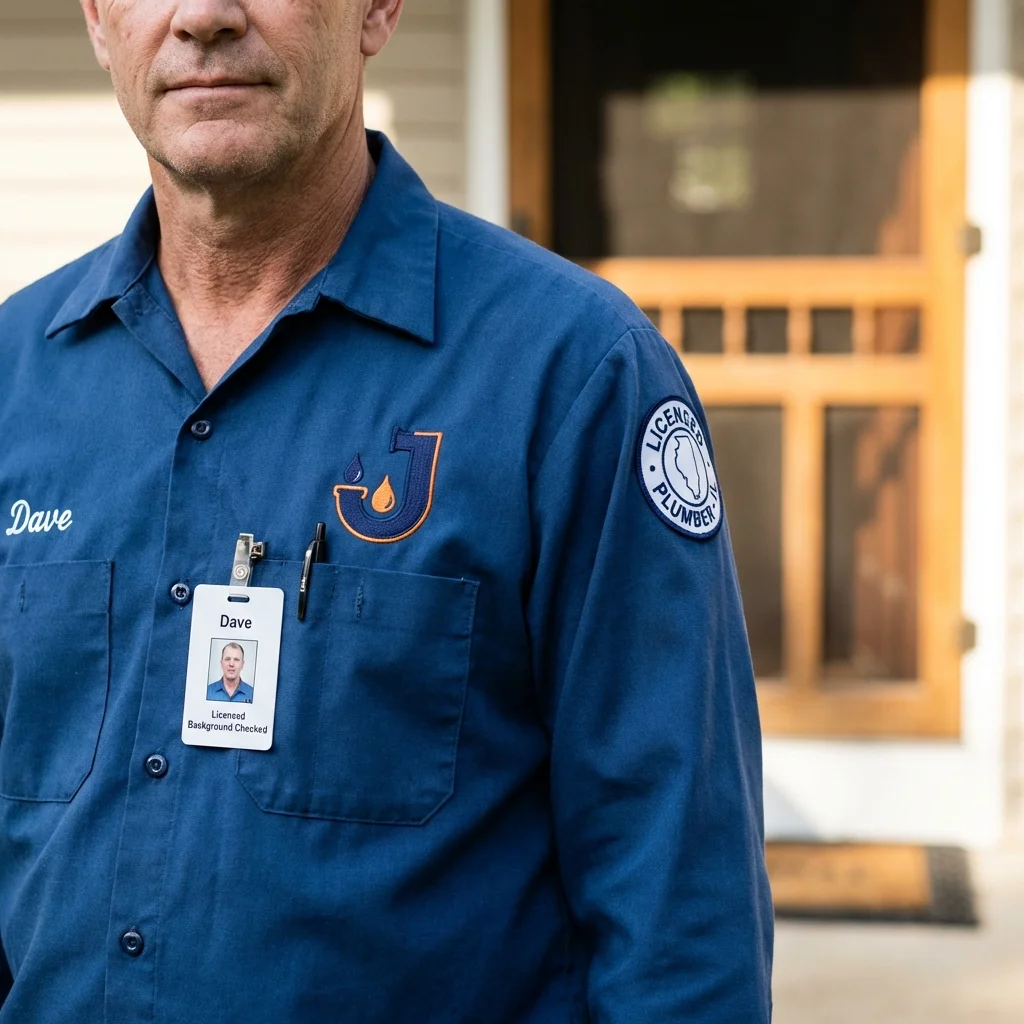 Licensed plumber showing ID badge in Ponchatoula, LA