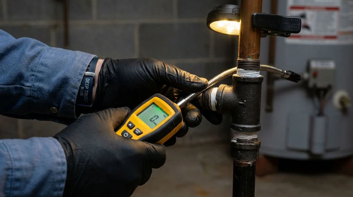 Gas leak detection with electronic sniffer by Johns Plumbing LLC in Ponchatoula